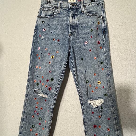 AO.LA  Alice + Olivia Whimsical Grommet Jean Sz 28 Indie High Rise MSRP $495.00 - Picture 9 of 11